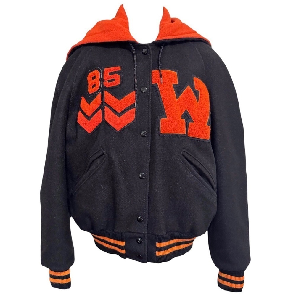 Vintage 80s DeLong Sportswear Varsity Letterman Jacket Wool Blend 1985 W Size 40
